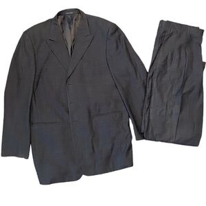 Giorgio Ferraro Super 120’s black suit with accents. Size 40 W and 46 L.